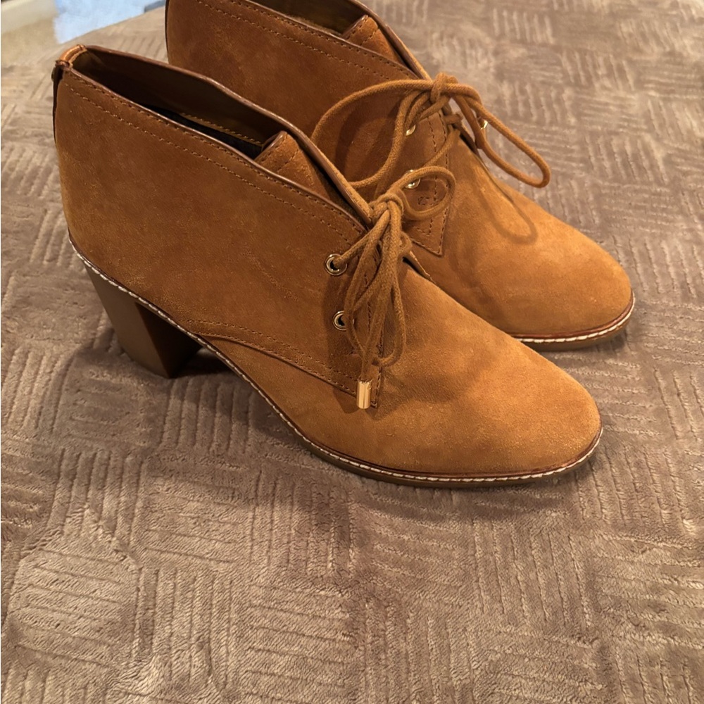 Tory Burch Chestnut Suede Lace-Up Ankle Booties